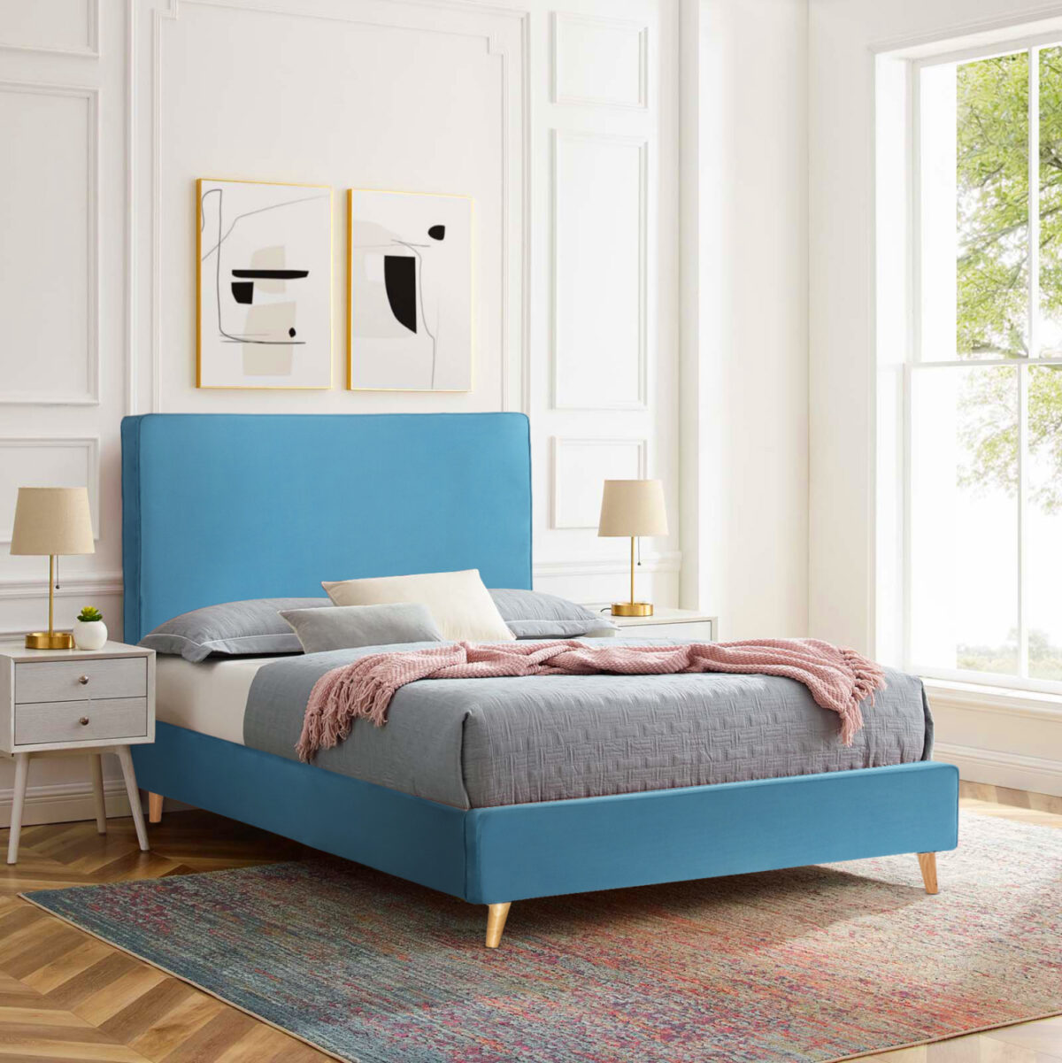 ΚΡΕΒΑΤΙ ΜΕ ΣΤΡΩΜΑ MAYLIN LH10.21281.02 ΤΙΡΚΟΥΑΖ ΒΕΛΟΥΔΟ--ΓΙΑ 120x200εκ - Image 1