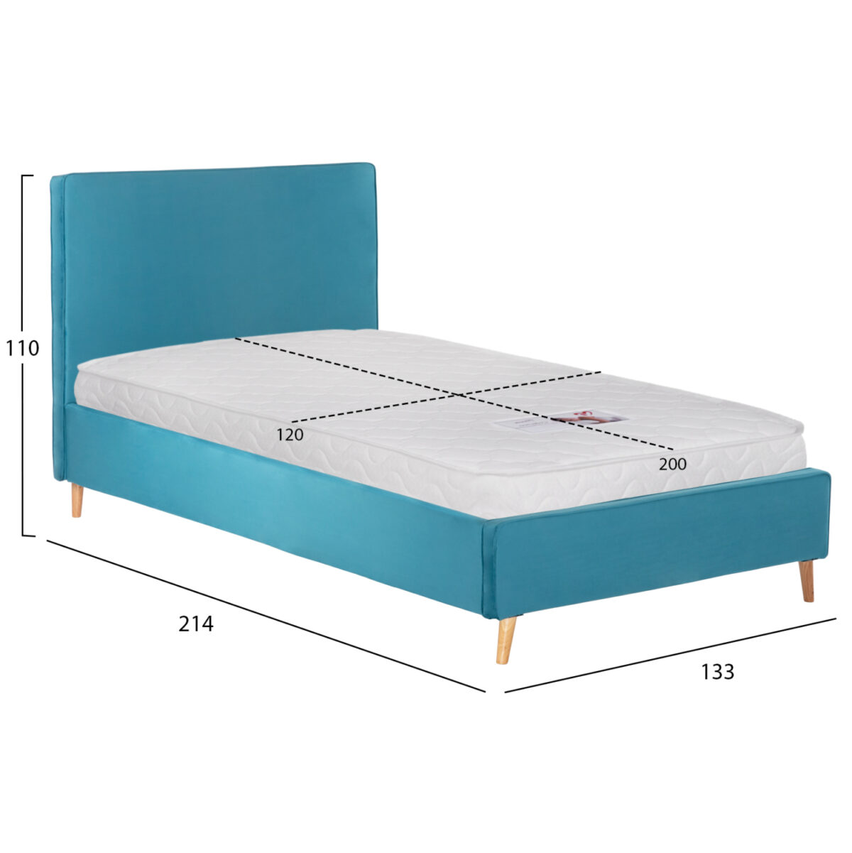 ΚΡΕΒΑΤΙ ΜΕ ΣΤΡΩΜΑ MAYLIN LH10.21281.02 ΤΙΡΚΟΥΑΖ ΒΕΛΟΥΔΟ--ΓΙΑ 120x200εκ - Image 3