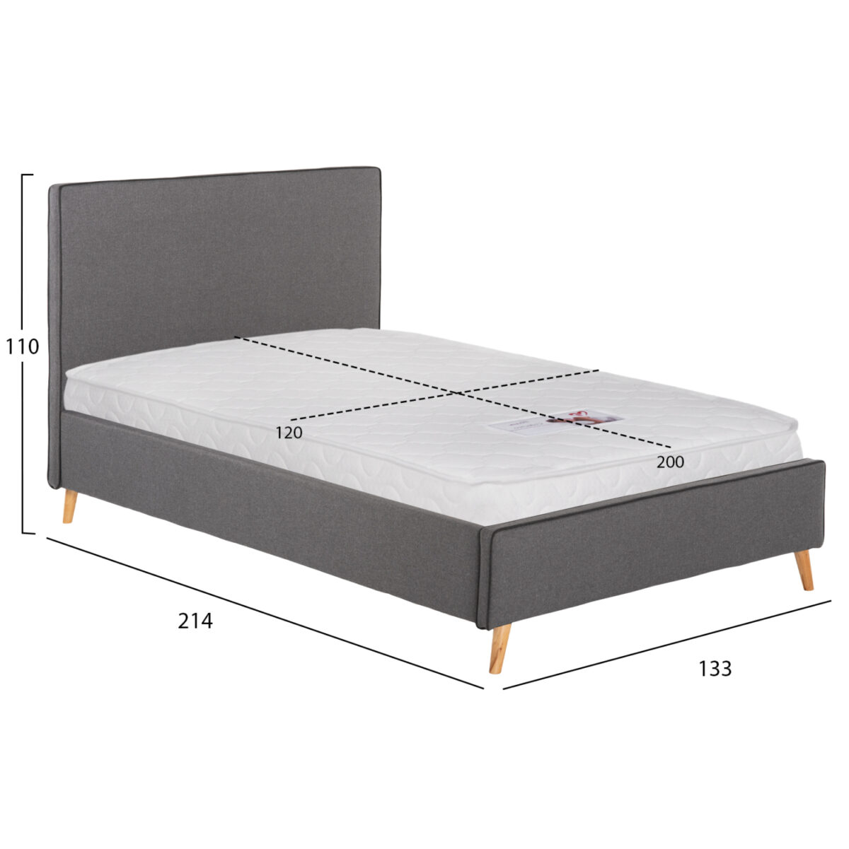 ΚΡΕΒΑΤΙ ΜΕ ΣΤΡΩΜΑ MAYLIN LH10.21281.03 ΓΚΡΙ ΥΦΑΣΜΑ--ΓΙΑ 120x200εκ - Image 3