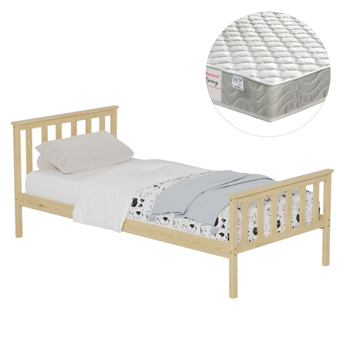 ΚΡΕΒΑΤΙ ΠΑΙΔΙΚΟ ΜΕ ΣΤΡΩΜΑ GIMLY LH10.21300 ΞΥΛΟ ΠΕΥΚΟΥ ΣΕ ΦΥΣΙΚΟ ΓΙΑ ΣΤΡΩΜΑ 90x190εκ - Image 3