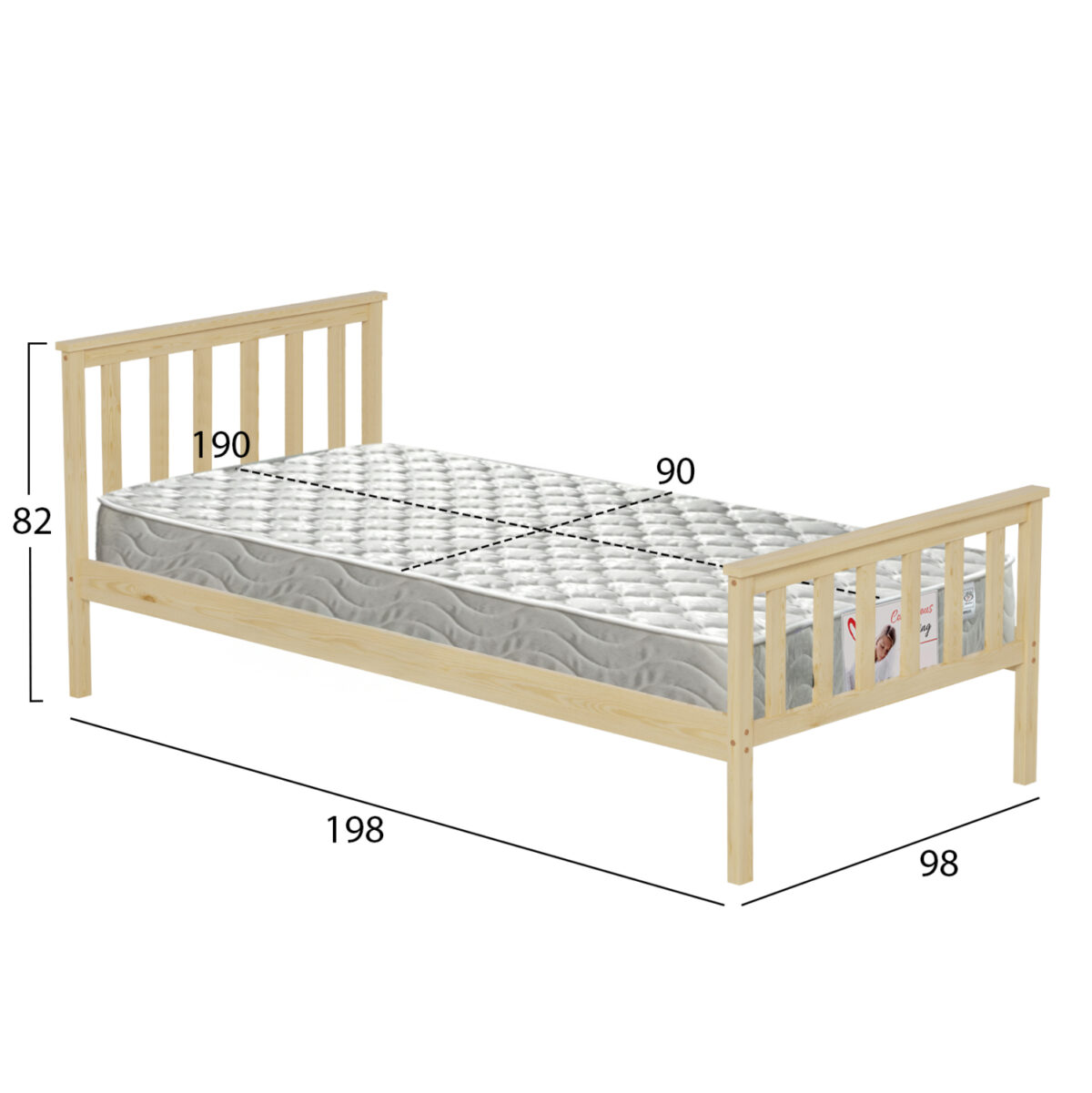 ΚΡΕΒΑΤΙ ΠΑΙΔΙΚΟ ΜΕ ΣΤΡΩΜΑ GIMLY LH10.21300 ΞΥΛΟ ΠΕΥΚΟΥ ΣΕ ΦΥΣΙΚΟ ΓΙΑ ΣΤΡΩΜΑ 90x190εκ - Image 4