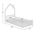 ΚΡΕΒΑΤΙ ΠΑΙΔΙΚΟ ΜΕ ΣΤΡΩΜΑ HOUSER LH10.21301 ΞΥΛΟ ΠΕΥΚΟΥ ΣΕ ΛΕΥΚΟ--ΣΤΡΩΜΑ 90x190εκ - Image 4