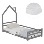 ΚΡΕΒΑΤΙ ΠΑΙΔΙΚΟ ΜΕ ΣΤΡΩΜΑ HOUSER LH10.21301.01 ΞΥΛΟ ΠΕΥΚΟΥ ΣΕ ΓΚΡΙ--ΣΤΡΩΜΑ 90x190εκ - Image 3