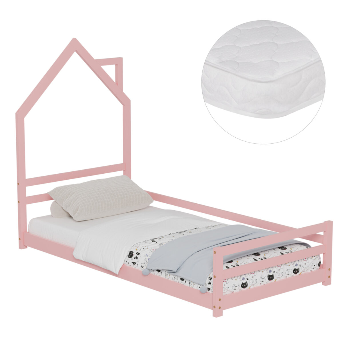 ΚΡΕΒΑΤΙ ΠΑΙΔΙΚΟ ΜΕ ΣΤΡΩΜΑ HOUSER LH10.21301.02 ΞΥΛΟ ΠΕΥΚΟΥ ΣΕ ΡΟΖ--ΣΤΡΩΜΑ 90x190εκ - Image 3