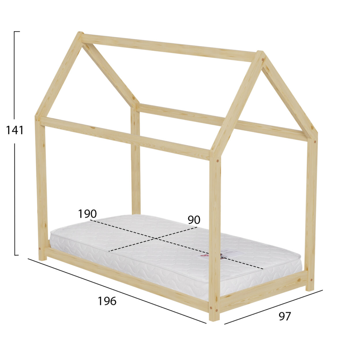 ΚΡΕΒΑΤΙ ΠΑΙΔΙΚΟ ΜΕ ΣΤΡΩΜΑ PEPE LH10.21302 ΞΥΛΟ ΠΕΥΚΟΥ ΣΕ ΦΥΣΙΚΟ--ΣΤΡΩΜΑ 90x190εκ - Image 4