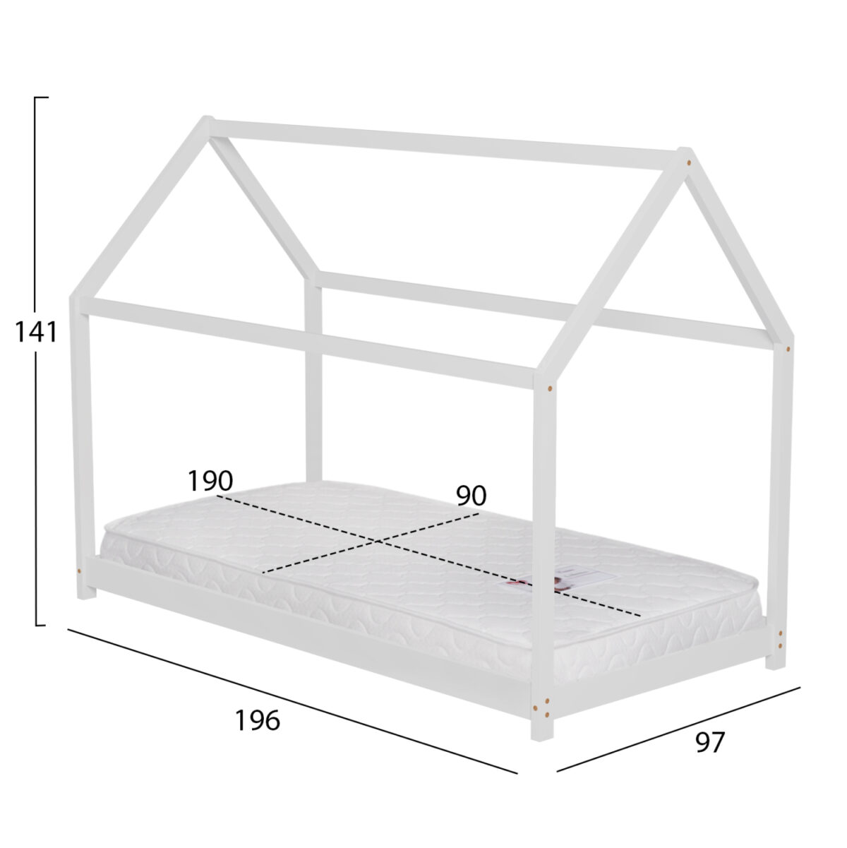 ΚΡΕΒΑΤΙ ΠΑΙΔΙΚΟ ΜΕ ΣΤΡΩΜΑ PEPE LH10.21302.01 ΞΥΛΟ ΠΕΥΚΟΥ ΣΕ ΛΕΥΚΟ--ΣΤΡΩΜΑ 90x190εκ - Image 4