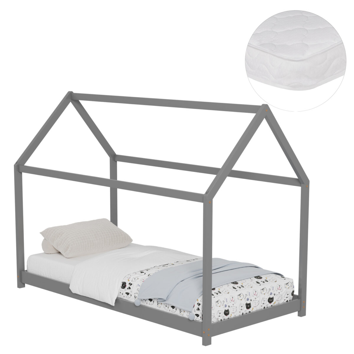 ΚΡΕΒΑΤΙ ΠΑΙΔΙΚΟ ΜΕ ΣΤΡΩΜΑ PEPE LH10.21302.02 ΞΥΛΟ ΠΕΥΚΟΥ ΣΕ ΓΚΡΙ--ΣΤΡΩΜΑ 90x190εκ - Image 3