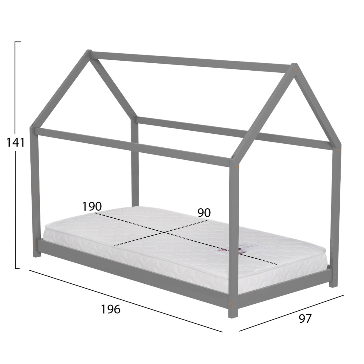 ΚΡΕΒΑΤΙ ΠΑΙΔΙΚΟ ΜΕ ΣΤΡΩΜΑ PEPE LH10.21302.02 ΞΥΛΟ ΠΕΥΚΟΥ ΣΕ ΓΚΡΙ--ΣΤΡΩΜΑ 90x190εκ - Image 4