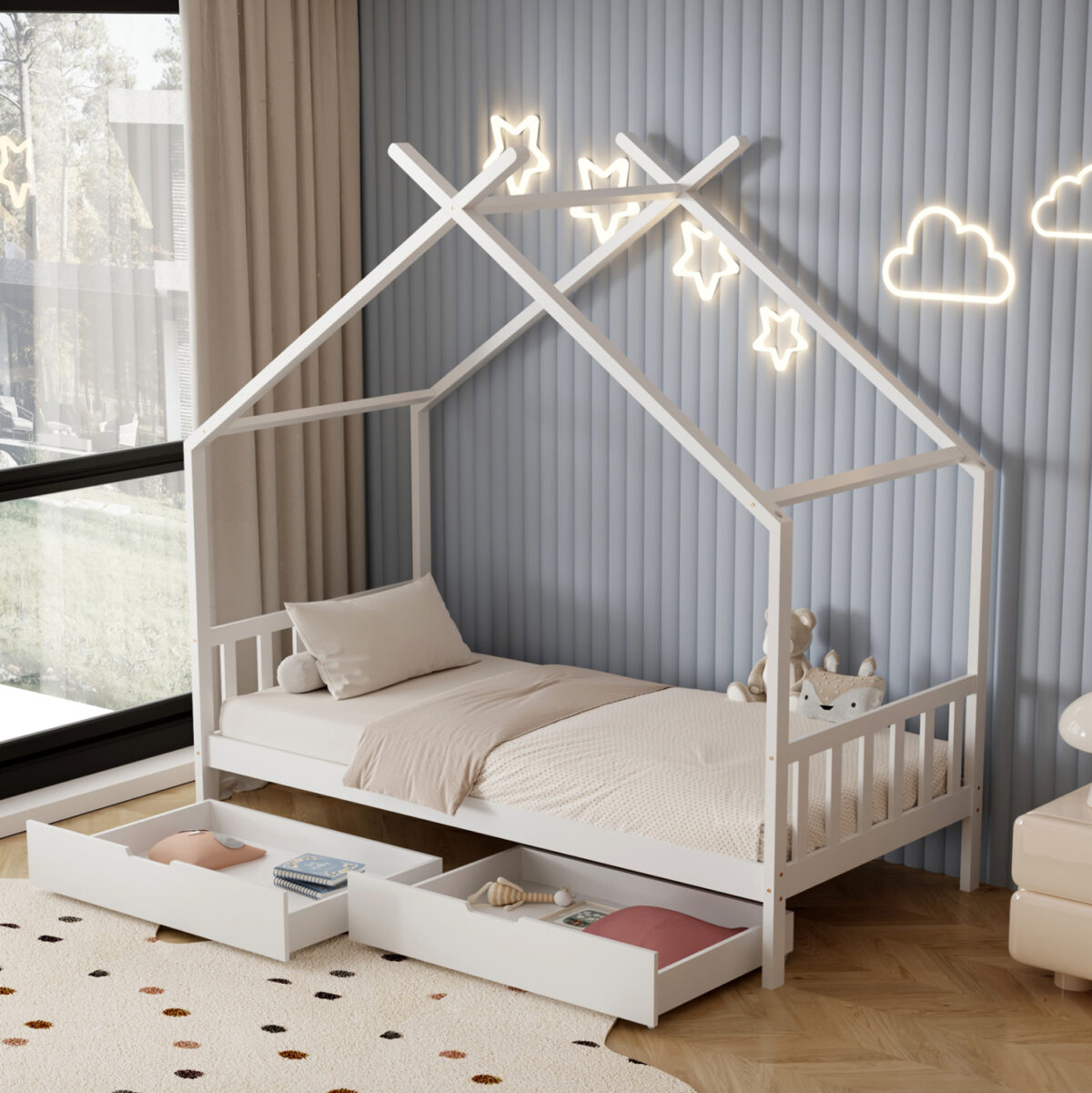 ΚΡΕΒΑΤΙ ΠΑΙΔΙΚΟ ΜΕ ΣΤΡΩΜΑ KLARICE LH10.21305.01 ΞΥΛΟ ΠΕΥΚΟΥ ΣΕ ΛΕΥΚΟ--ΣΤΡΩΜΑ 90x190εκ - Image 2