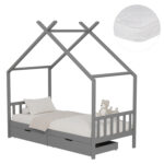 ΚΡΕΒΑΤΙ ΠΑΙΔΙΚΟ ΜΕ ΣΤΡΩΜΑ KLARICE LH10.21305.02 ΞΥΛΟ ΠΕΥΚΟΥ ΣΕ ΓΚΡΙ--ΣΤΡΩΜΑ 90x190εκ - Image 3