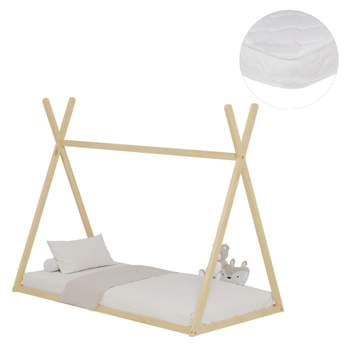 ΚΡΕΒΑΤΙ ΠΑΙΔΙΚΟ ΜΕ ΣΤΡΩΜΑ MUNK LH10.21306 ΞΥΛΟ ΠΕΥΚΟΥ ΣΕ ΦΥΣΙΚΟ--ΣΤΡΩΜΑ 90x190εκ - Image 3