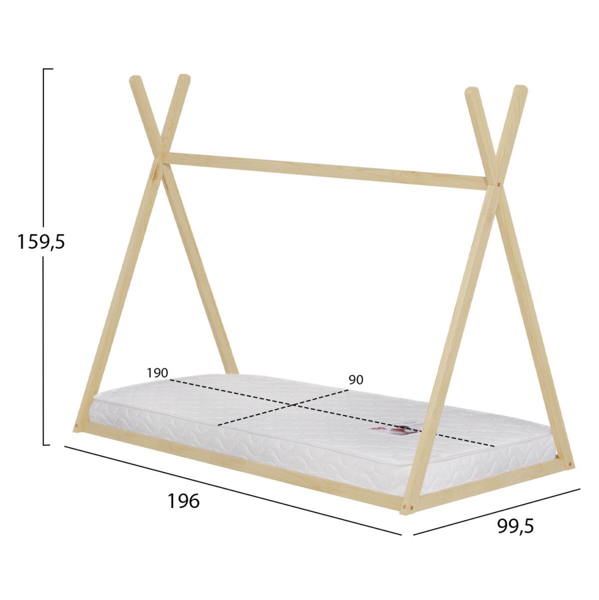ΚΡΕΒΑΤΙ ΠΑΙΔΙΚΟ ΜΕ ΣΤΡΩΜΑ MUNK LH10.21306 ΞΥΛΟ ΠΕΥΚΟΥ ΣΕ ΦΥΣΙΚΟ--ΣΤΡΩΜΑ 90x190εκ - Image 4