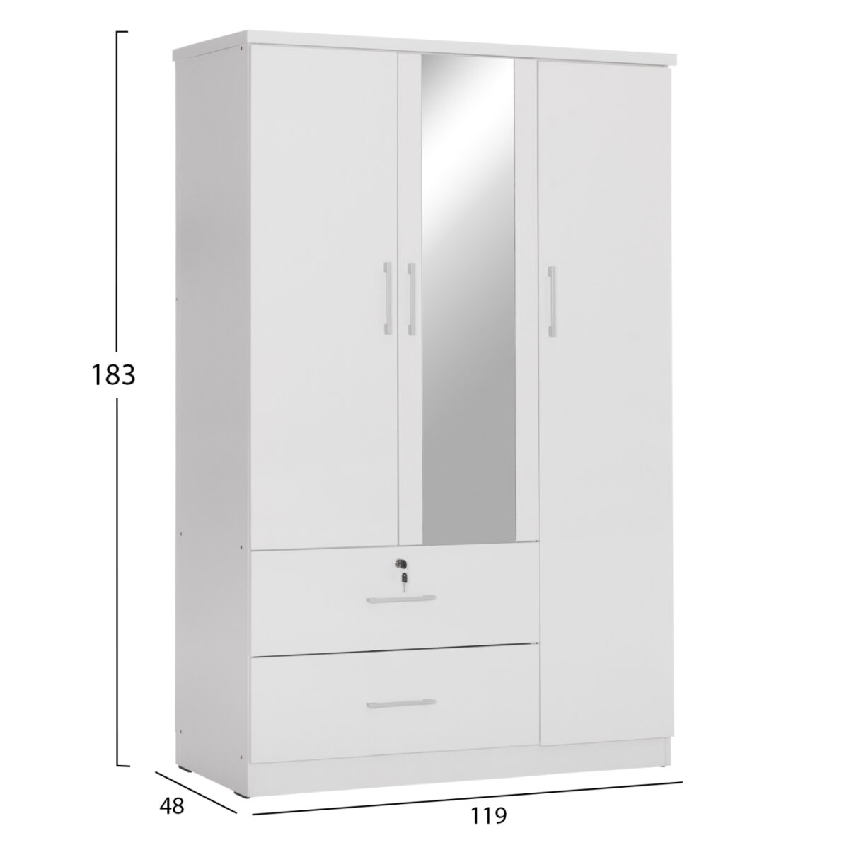 ΝΤΟΥΛΑΠΑ ΜΕ ΚΑΘΡΕΦΤΗ & ΣΥΡΤΑΡΙΑ JARRY LH10.2485.01 ΛΕΥΚΗ ΜΕΛΑΜΙΝΗ 119x48x183Υεκ - Image 2