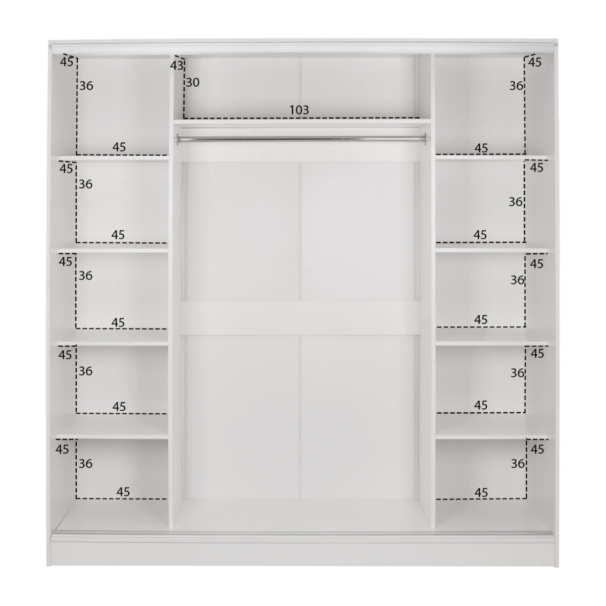 ΝΤΟΥΛΑΠΑ ΣΥΡΟΜΕΝΗ ADLER ΜΕΛΑΜΙΝΗΣ ΛΕΥΚΗ ΜΕ ΚΑΘΡΕΠΤΗ LH10.2435.03  200X60X210Υεκ - Image 4