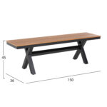 ΠΑΓΚΑΚΙ ΑΛΟΥΜΙΝΙΟΥ TAWNEE LH10.6038.01 ΑΝΘΡΑΚΙ ΜΕ POLYWOOD ΚΑΘΙΣΜΑ ΣΕ ΦΥΣΙΚΟ ΧΡΩΜΑ 150x36x45Υεκ. - Image 2