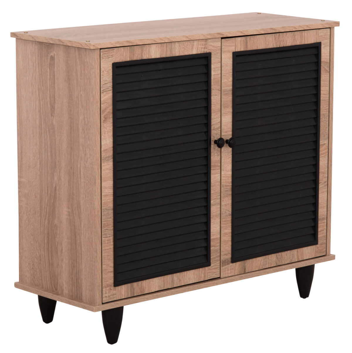 ΠΑΠΟΥΤΣΟΘΗΚΗ ΞΥΛΙΝΗ MCKENNA LH10.2266.02 ΣΕ ΧΡΩΜΑ SONAMA-ΜΑΥΡΟ 77x30x69Υεκ. - Image 1