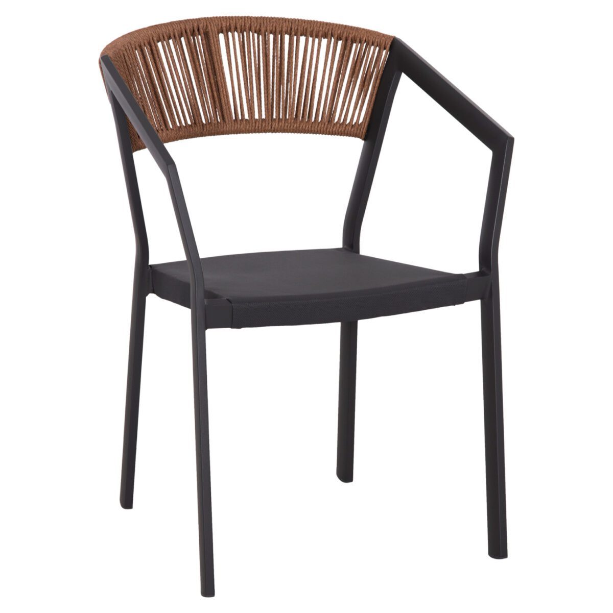 ΠΟΛΥΘΡΟΝΑ ΑΛΟΥΜΙΝΙΟΥ LH10.5891.01 ΑΝΘΡΑΚΙ ΣΚΕΛΕΤΟΣ&TEXTLINE-ΜΠΕΖ RATTAN 56,5x58x79Υ εκ. - Image 1