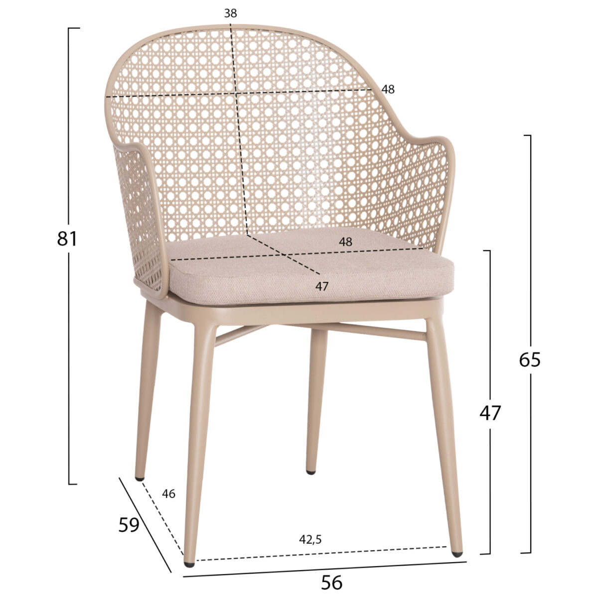 ΠΟΛΥΘΡΟΝΑ ΑΛΟΥΜΙΝΙΟΥ OREGO LH10.6268.03 ΚΑΠΟΥΤΣΙΝΟ-ΜΑΞΙΛΑΡΙ ΜΠΕΖ 58x55x83Υεκ. - Image 2