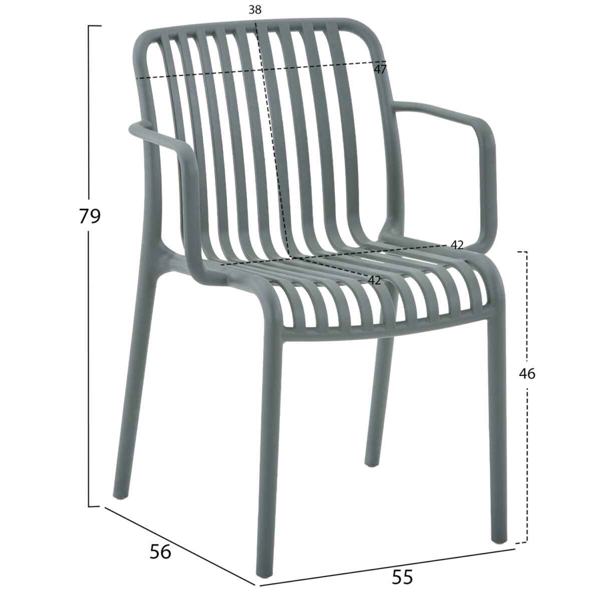 ΠΟΛΥΘΡΟΝΑ ΕΞΩΤ.ΧΩΡΟΥ CONVEE LH10.6105.07 DARK OLIVE ΠΟΛΥΠΡΟΠΥΛΕΝΙΟ 55x56x79Yεκ. - Image 2