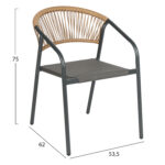 ΠΟΛΥΘΡΟΝΑ HOMAN LH10.6430.01 ΓΚΡΙ ΜΕΤΑΛΛΟ & TEXTILENE--ΜΠΕΖ P.E.RATTAN 53x58x75Υεκ - Image 2