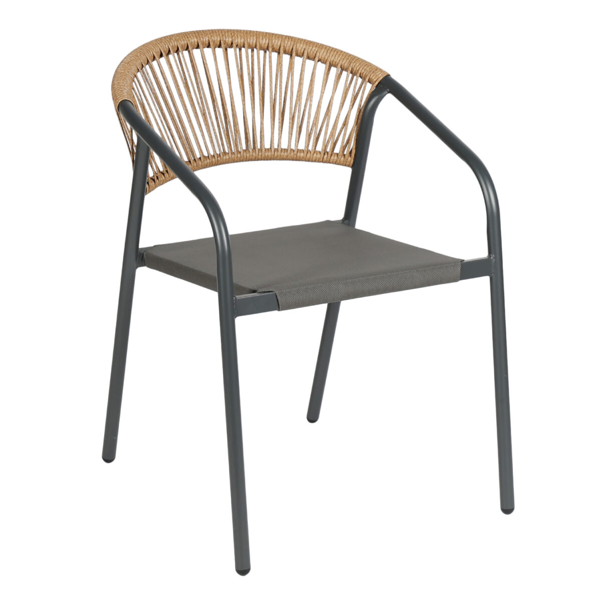 ΠΟΛΥΘΡΟΝΑ HOMAN LH10.6430.01 ΓΚΡΙ ΜΕΤΑΛΛΟ & TEXTILENE--ΜΠΕΖ P.E.RATTAN 53x58x75Υεκ - Image 1