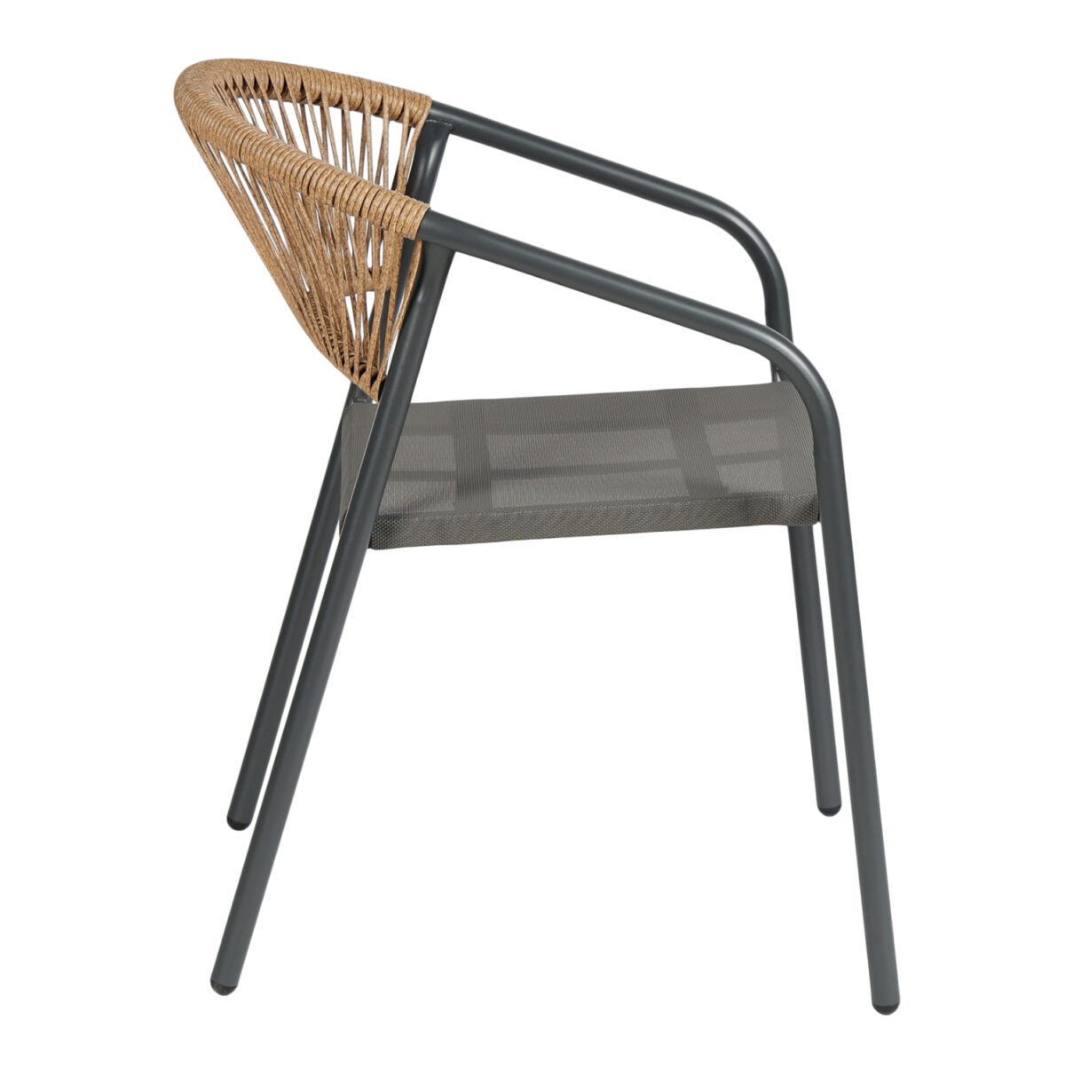 ΠΟΛΥΘΡΟΝΑ HOMAN LH10.6430.01 ΓΚΡΙ ΜΕΤΑΛΛΟ & TEXTILENE--ΜΠΕΖ P.E.RATTAN 53x58x75Υεκ - Image 4