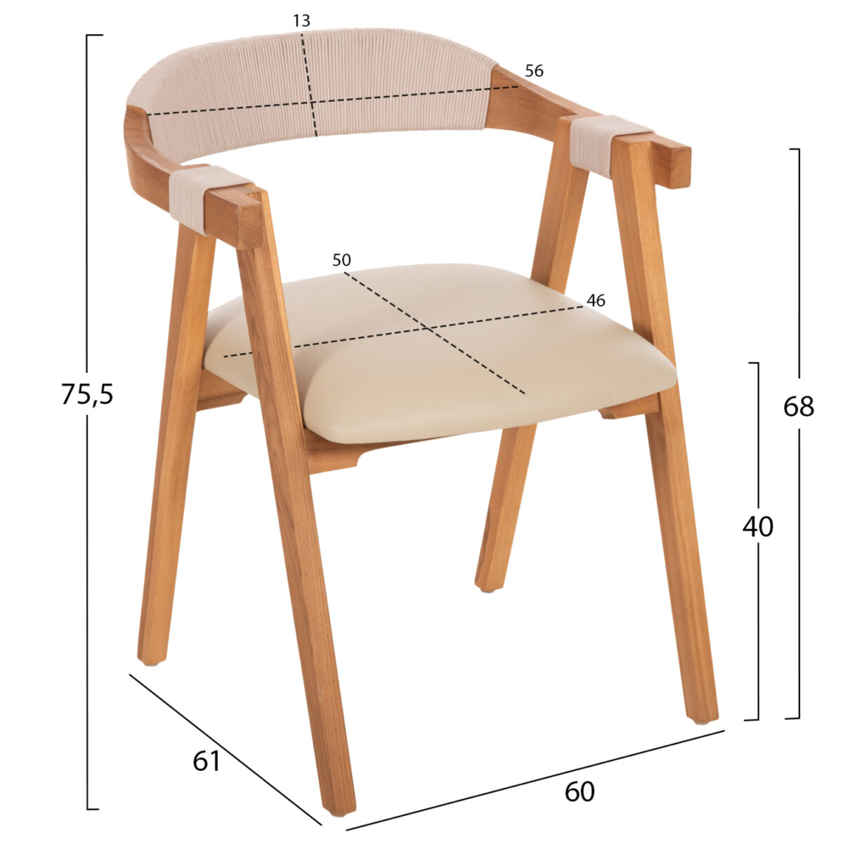 ΠΟΛΥΘΡΟΝΑ RIMINI LH10.9867.07 ΞΥΛΟ TEAK ΦΥΣΙΚΟ-ΜΠΕΖ ΣΧΟΙΝΙ & PU ΚΑΘΙΣΜΑ 60x61x75,5Υεκ. - Image 2