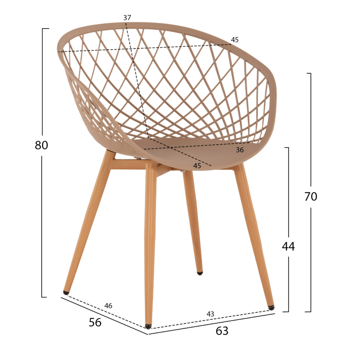 ΠΟΛΥΘΡΟΝΑ ΠΟΛΥΠΡΟΠΥΛΕΝΙΟΥ ΚΑΠΟΥΤΣΙΝΟ ΜΕΤΑΛΛΙΚΑ ΠΟΔΙΑ ARIADNE LH10.8001.13 63x56x80Y εκ. - Image 2