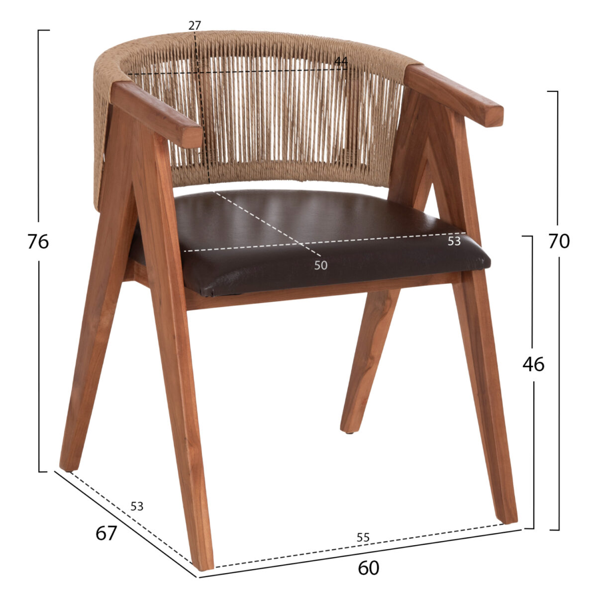 ΠΟΛΥΘΡΟΝΑ ΤΡΑΠΕΖΑΡΙΑΣ BRANN LH10.18238.11 ΞΥΛΟ ΤΕΑΚ-ΚΑΦΕ PU-ΣΧΟΙΝΙ 60x67x76Υεκ. - Image 2