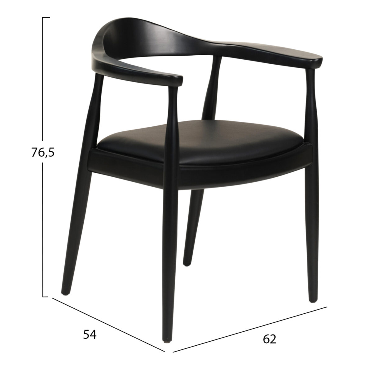 ΠΟΛΥΘΡΟΝΑ ΤΡΑΠΕΖΑΡΙΑΣ ADOR LH10.9948.02 RUBBERWOOD ΚΑΙ PU-ΜΑΥΡΟ 62x54x76,5Υεκ - Image 2