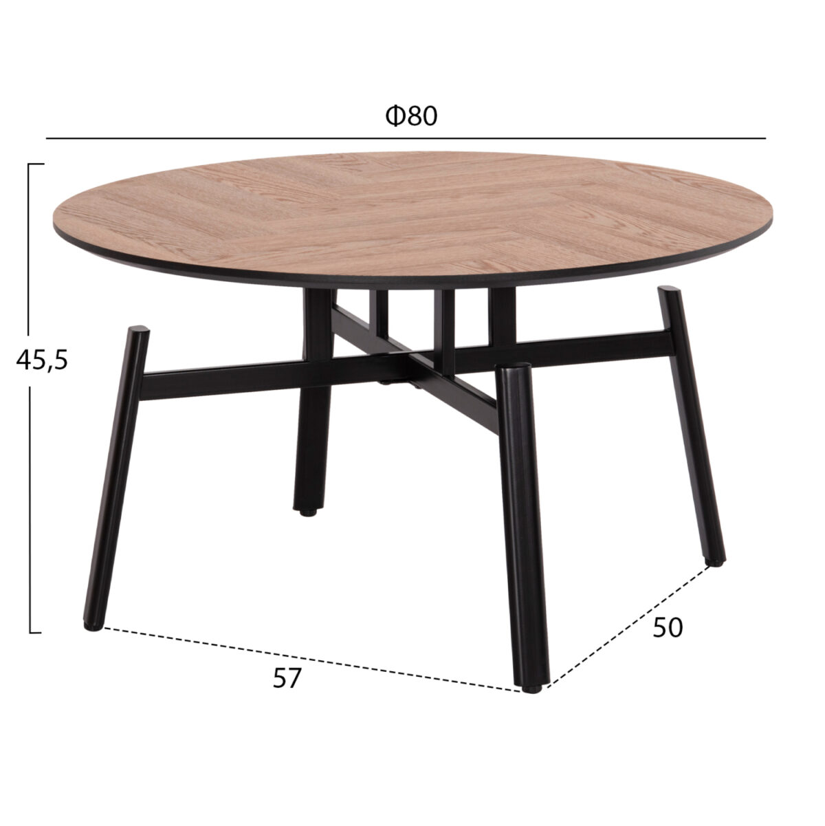 ΣΕΤ 2ΤΜΧ ΤΡΑΠΕΖΙΑ ΣΑΛΟΝΙΟΥ NORTON LH10.21088 MDF-ΜΕΤΑΛΛΟ Φ80εκ & Φ45εκ - Image 2