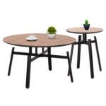 ΣΕΤ 2ΤΜΧ ΤΡΑΠΕΖΙΑ ΣΑΛΟΝΙΟΥ NORTON LH10.21088 MDF-ΜΕΤΑΛΛΟ Φ80εκ & Φ45εκ