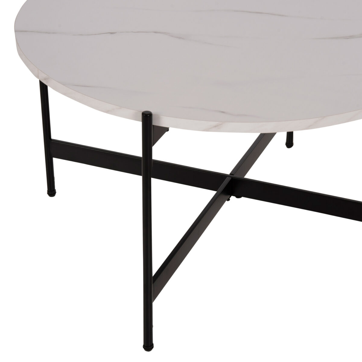 ΣΕΤ 2ΤΜΧ ΤΡΑΠΕΖΙΑ ΣΑΛΟΝΙΟΥ RONDA LH10.21089.04 MDF ΛΕΥΚΟ ΜΑΡΜΑΡΟ Φ80εκ & Φ50εκ - Image 4