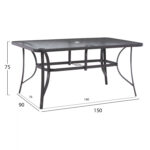 ΣΕΤ ΤΡΑΠΕΖΑΡΙΑ 7ΤΜΧ ΤΡΑΠΕΖΙ BRUNO 150X90 ΜΕ ΠΟΛΥΘΡΟΝΕΣ TEXTILINE ΓΚΡΙ LH10.11471 - Image 2