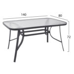 ΣΕΤ ΤΡΑΠΕΖΑΡΙΑΣ 5ΤΜΧ BRUNO LH10.10729.01 ΚΑΡΕΚΛΕΣ ΜΕΤΑΛΛΙΚΕΣ & ΤΡΑΠΕΖΙ 140x80εκ ΓΚΡΙ - Image 2