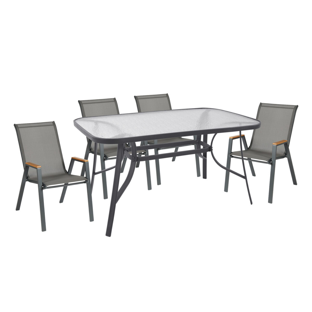 set-trapezarias-5tmch-fb91072901-karekle ΣΕΤ ΤΡΑΠΕΖΑΡΙΑΣ 5ΤΜΧ BRUNO LH10.10729.01 ΚΑΡΕΚΛΕΣ ΜΕΤΑΛΛΙΚΕΣ & ΤΡΑΠΕΖΙ 140x80εκ ΓΚΡΙ - Image 1