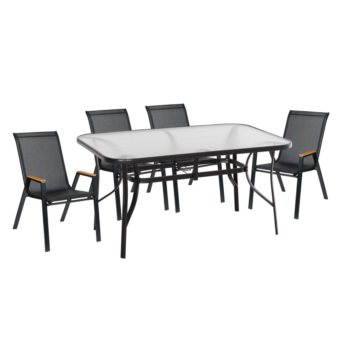 set-trapezarias-5tmch-fb91072903-karekle ΣΕΤ ΤΡΑΠΕΖΑΡΙΑΣ 5ΤΜΧ BRUNO LH10.10729.03 ΚΑΡΕΚΛΕΣ ΜΕΤΑΛΛΙΚΕΣ & ΤΡΑΠΕΖΙ 150x90εκ ΜΑΥΡΟ - Image 1