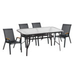ΣΕΤ ΤΡΑΠΕΖΑΡΙΑΣ 5ΤΜΧ BRUNO LH10.10729.03 ΚΑΡΕΚΛΕΣ ΜΕΤΑΛΛΙΚΕΣ & ΤΡΑΠΕΖΙ 150x90εκ ΜΑΥΡΟ