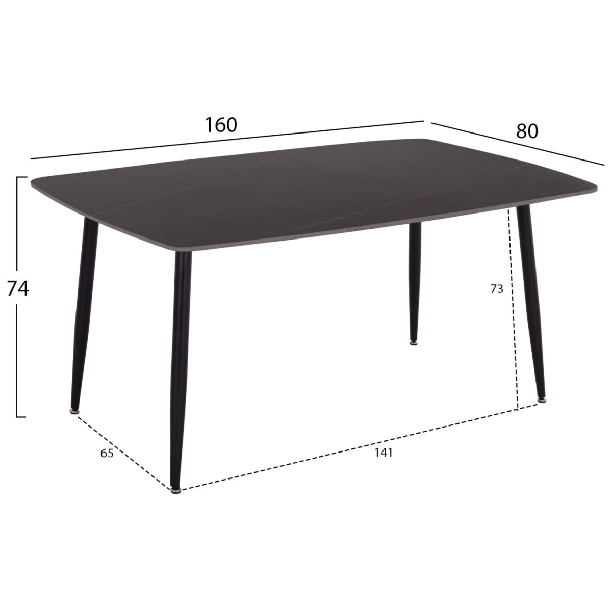 ΣΕΤ ΤΡΑΠΕΖΑΡΙΑΣ 5ΤΜΧ RAVEN LH10.21069.02 ΚΕΡΑΜΙΚΟ TOP ΜΑΥΡΟ ΜΑΡΜΑΡΟ & 4 ΚΑΡΕΚΛΕΣ - Image 2