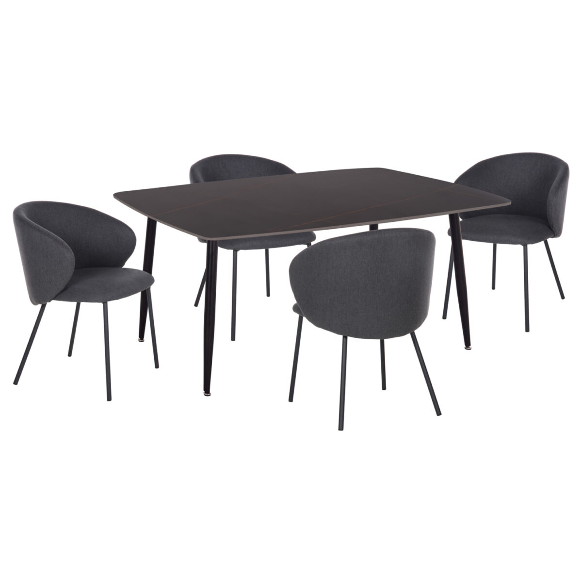 set-trapezarias-5tmch-fb92106902-keramik ΣΕΤ ΤΡΑΠΕΖΑΡΙΑΣ 5ΤΜΧ RAVEN LH10.21069.02 ΚΕΡΑΜΙΚΟ TOP ΜΑΥΡΟ ΜΑΡΜΑΡΟ & 4 ΚΑΡΕΚΛΕΣ - Image 1