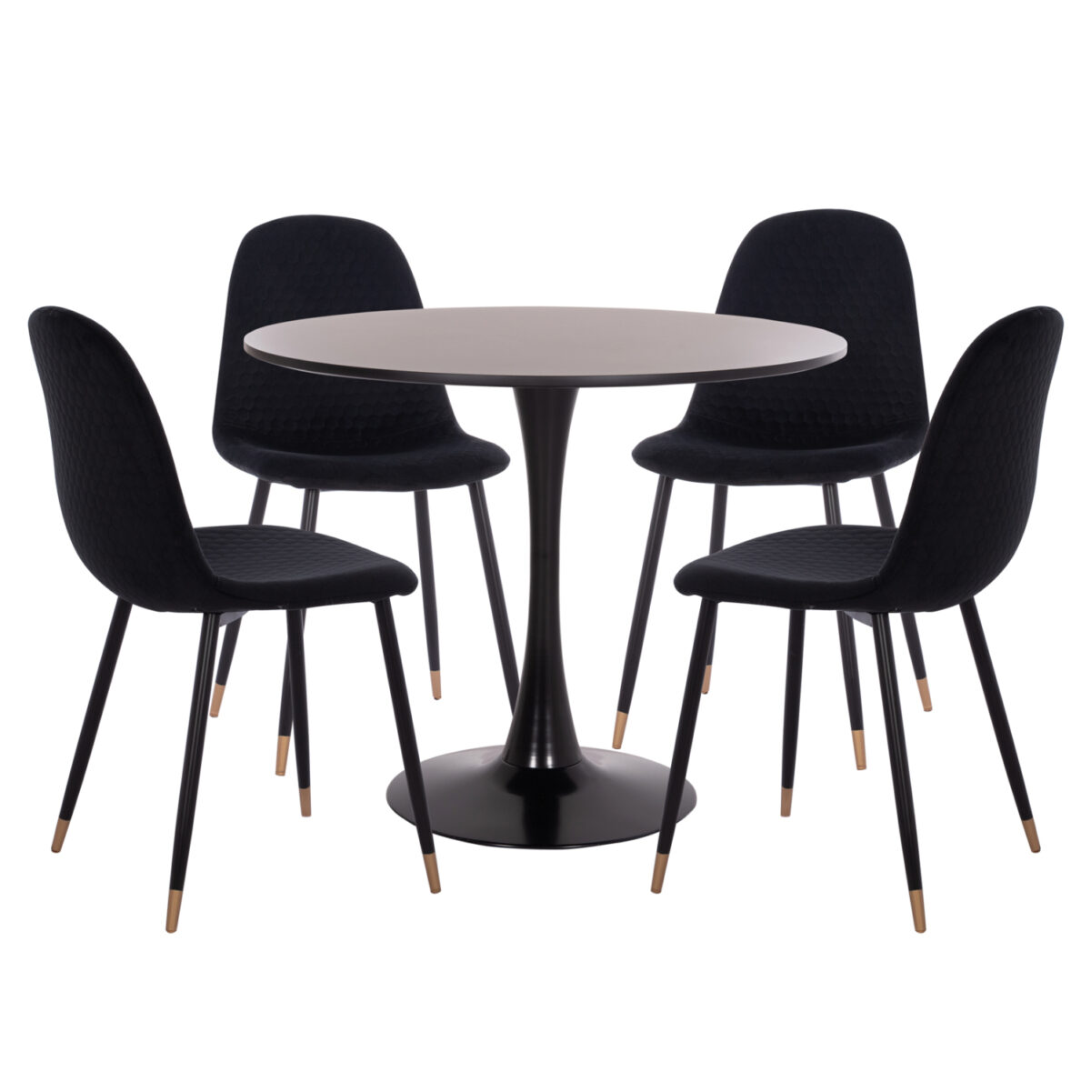 ΣΕΤ ΤΡΑΠΕΖΑΡΙΑΣ 5ΤΜΧ BROLIN LH10.21191 MDF TOP-ΜΕΤΑΛΛΙΚΑ ΠΟΔΙΑ-ΒΕΛΟΥΔΟ--ΜΑΥΡΟ - Image 1