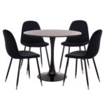 ΣΕΤ ΤΡΑΠΕΖΑΡΙΑΣ 5ΤΜΧ BROLIN LH10.21191 MDF TOP-ΜΕΤΑΛΛΙΚΑ ΠΟΔΙΑ-ΒΕΛΟΥΔΟ--ΜΑΥΡΟ