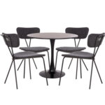 ΣΕΤ ΤΡΑΠΕΖΑΡΙΑΣ 5ΤΜΧ BROLIN LH10.21200 MDF TOP & ΜΕΤΑΛΛΟ ΜΑΥΡΟ-ΣΚΟΥΡΟ ΓΚΡΙ ΥΦΑΣΜΑ