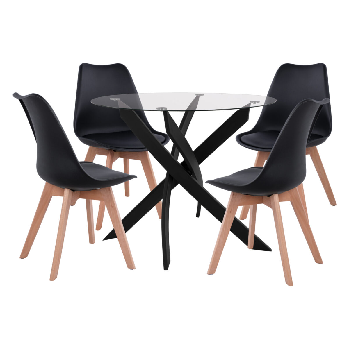 set-trapezarias-5tmch-trapezi-f90x74-4-k ΣΕΤ ΤΡΑΠΕΖΑΡΙΑΣ 5ΤΜΧ ΤΡΑΠΕΖΙ Φ90X74 & 4 ΚΑΡΕΚΛΕΣ VEGAS ΜΑΥΡΕΣ LH10.11692.02 - Image 1