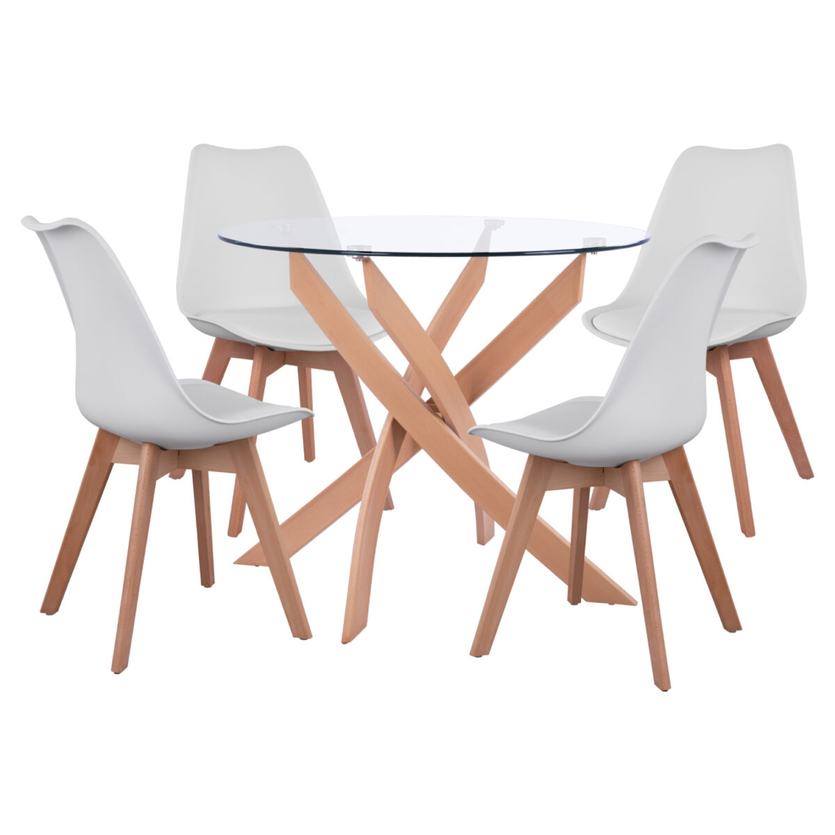 set-trapezarias-5tmch-trapezi-f90x74-4-k ΣΕΤ ΤΡΑΠΕΖΑΡΙΑΣ 5ΤΜΧ ΤΡΑΠΕΖΙ Φ90X74 & 4 ΚΑΡΕΚΛΕΣ VEGAS ΛΕΥΚΕΣ LH10.11693.01 - Image 1