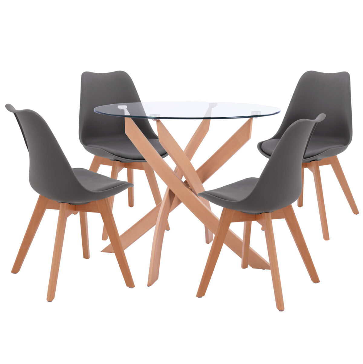set-trapezarias-5tmch-trapezi-f90x74-4-k ΣΕΤ ΤΡΑΠΕΖΑΡΙΑΣ 5ΤΜΧ ΤΡΑΠΕΖΙ Φ90X74 & 4 ΚΑΡΕΚΛΕΣ VEGAS ΓΚΡΙ LH10.11693.10 - Image 1