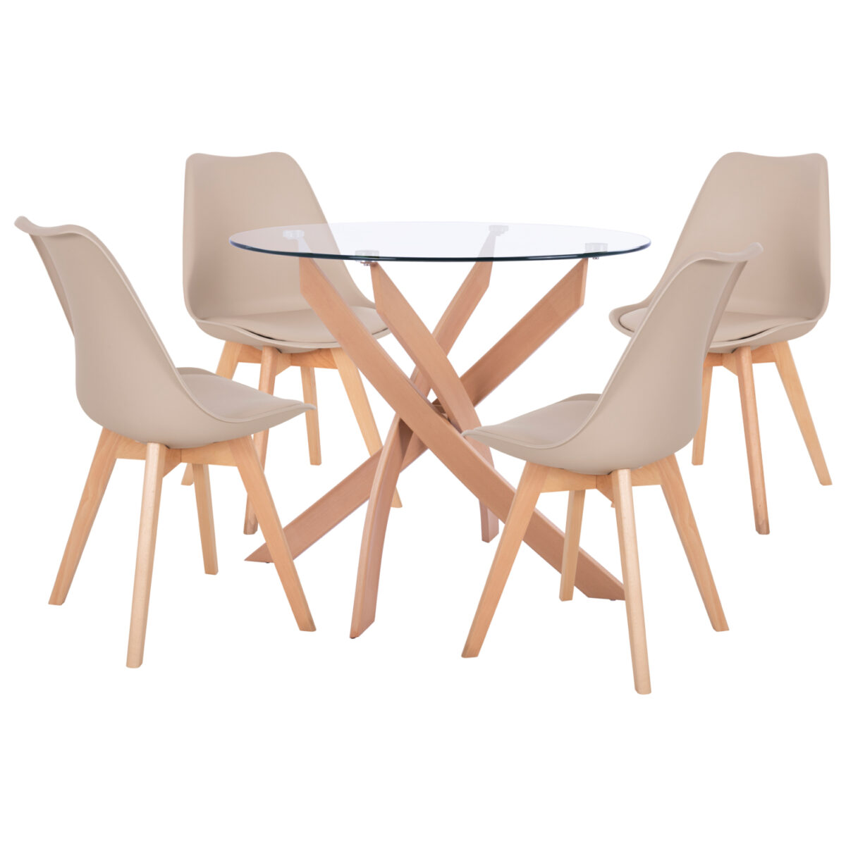 set-trapezarias-5tmch-trapezi-f90x74-4-k ΣΕΤ ΤΡΑΠΕΖΑΡΙΑΣ 5ΤΜΧ ΤΡΑΠΕΖΙ Φ90X74 & 4 ΚΑΡΕΚΛΕΣ VEGAS ΚΑΠΟΥΤΣΙΝΟ LH10.11693.25 - Image 1