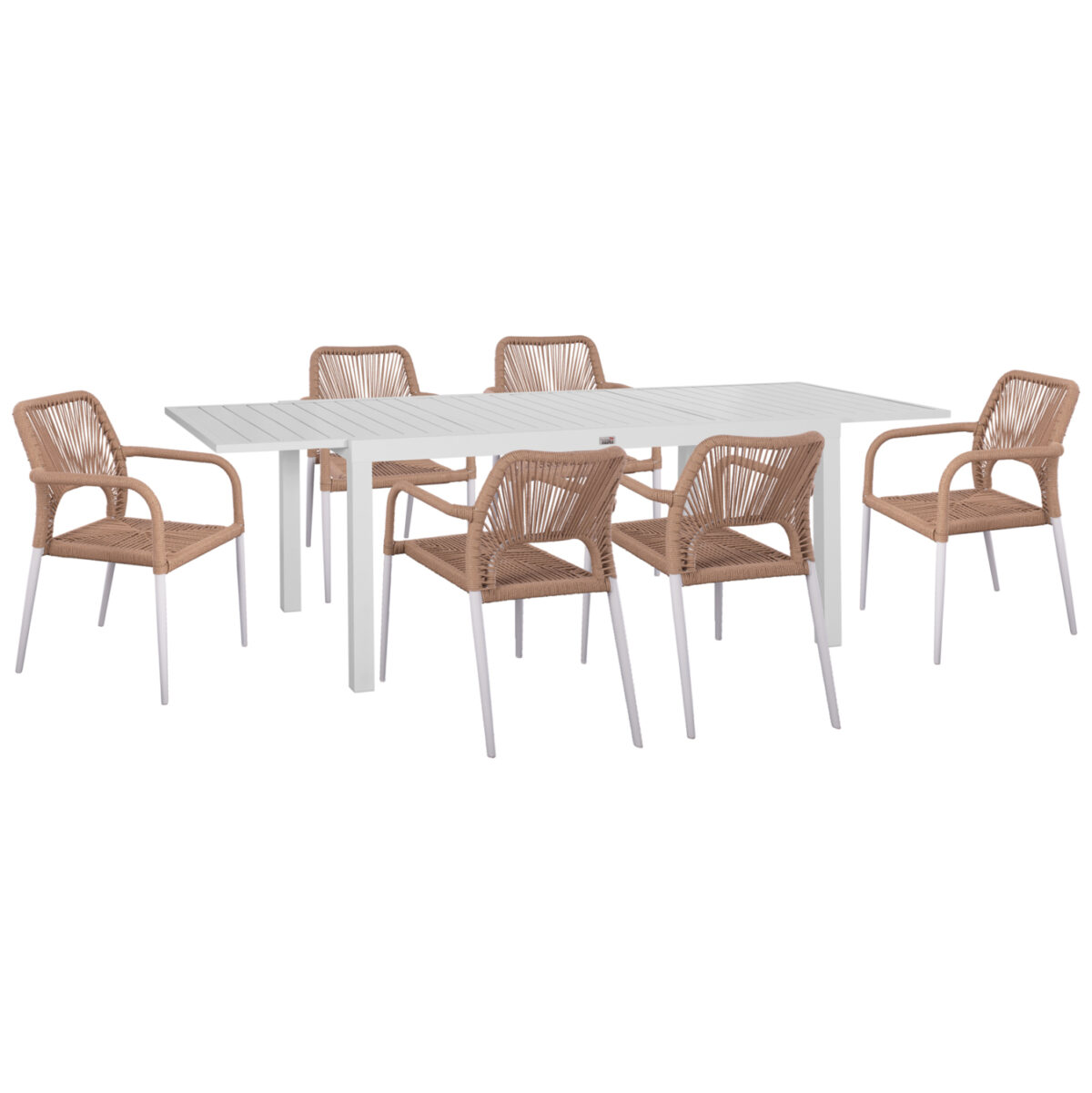 ΣΕΤ ΤΡΑΠΕΖΑΡΙΑΣ ΕΞ.ΧΩΡΟΥ 7ΤΜΧ KRUM LH10.21131 ΛΕΥΚΟ ΑΛΟΥΜΙΝΙΟ--P.E.RATTAN - Image 1