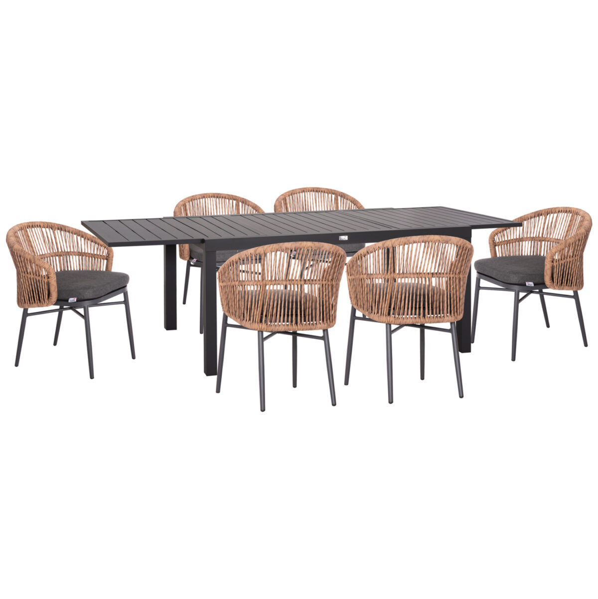 ΣΕΤ ΤΡΑΠΕΖΑΡΙΑΣ ΕΞ.ΧΩΡΟΥ 7ΤΜΧ KRUM LH10.21155 ΣΚΟΥΡΟ ΓΚΡΙ ΑΛΟΥΜΙΝΙΟ-P.E.RATTAN - Image 1