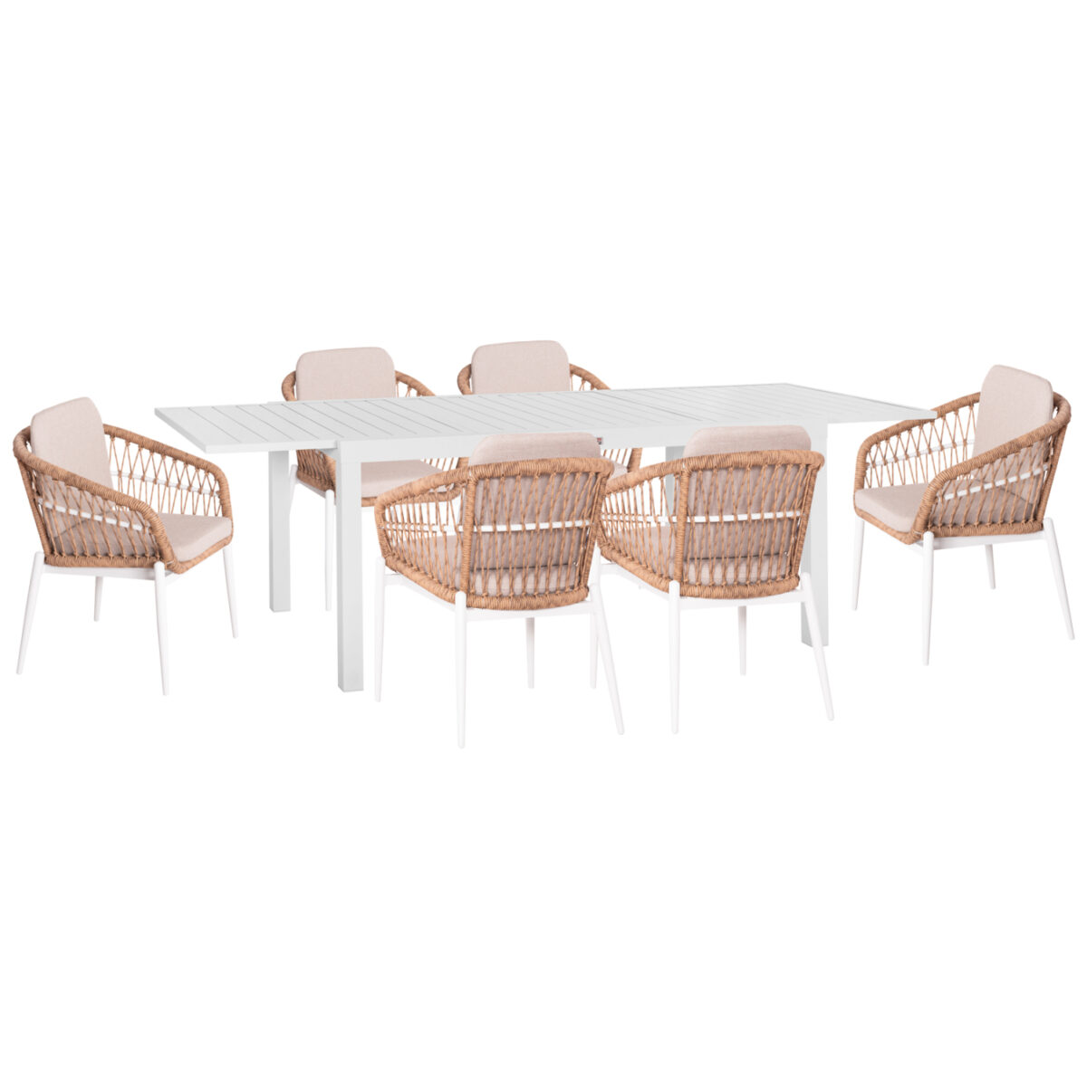 ΣΕΤ ΤΡΑΠΕΖΑΡΙΑΣ ΕΞ.ΧΩΡΟΥ 7ΤΜΧ KRUM LH10.21149 ΛΕΥΚΟ ΑΛΟΥΜΙΝΙΟ--P.E.RATTAN - Image 1